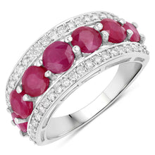 Load image into Gallery viewer, 3.24 Carat Genuine Ruby and White Diamond 14K White Gold Ring