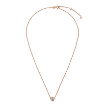 Load image into Gallery viewer, 14k Rose Gold 17 inch Necklace with Round White Topaz