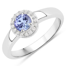 Load image into Gallery viewer, 0.55 Carat Genuine Tanzanite and White Topaz .925 Sterling Silver Ring