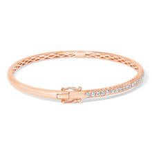 Load image into Gallery viewer, 14K Rose Gold 1.00 Cttw Half Eternity Diamond Bangle Bracelet (G-H Color, SI2-I1 Clarity) - 7" Inches