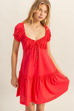 Load image into Gallery viewer, New Summer Ruched Frill Tiered Short Sleeve Mini Dress For Women โ Playful, Sexy and Flirty Ruffled Mini Dress with Textured Ruched Detail