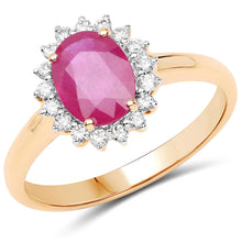 Load image into Gallery viewer, 1.48 Carat Genuine Ruby and White Diamond 14K Yellow Gold Ring
