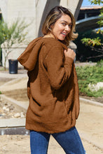 将图片加载到图库查看器,Women Full Size Teddy Hooded Jacket with Pockets Cozy Casual Jacket Comfortable Women Jacket