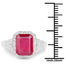 Load image into Gallery viewer, 4.55 Carat Glass Filled Ruby and White Topaz .925 Sterling Silver Ring