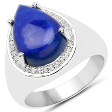 Load image into Gallery viewer, 5.52 Carat Genuine Lapis and White Zircon .925 Sterling Silver Ring