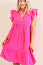 Load image into Gallery viewer, Pink Full Size Ruffle Cap Sleeve Dress Plus Size Elegant & Timeless Classic Design Dress