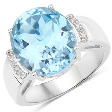 Load image into Gallery viewer, 8.36 Carat Genuine Blue Topaz and White Zircon .925 Sterling Silver Ring