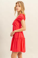 Load image into Gallery viewer, New Summer Ruched Frill Tiered Short Sleeve Mini Dress For Women โ Playful, Sexy and Flirty Ruffled Mini Dress with Textured Ruched Detail