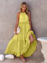 Load image into Gallery viewer, Romantic Ruffled Sleeveless Tiered Maxi Dress with Pockets Elegant & Chic Statement Beautiful Design Dress