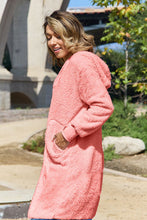 Load image into Gallery viewer, Red Double Take Full Size Hooded Teddy Bear Jacket with Thumbholes Ultra-Cozy & Stylish Comfortable Outerwear