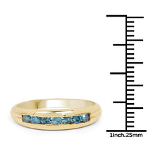 Load image into Gallery viewer, 14K Yellow Gold Plated 0.35 Carat Genuine Blue Diamond .925 Sterling Silver Ring