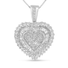 Load image into Gallery viewer, 10K White Gold 1 cttw Multi Cut 1 cttw Diamond Heart Pendant Necklace (H-I, I1-I2)