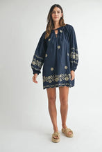 Load image into Gallery viewer, Embroidered Long Sleeve Peasant Mini Dress For Women β Embroidered Mini Dress, Long Sleeve Peasant Dress, Bohemian Dress, Casual Peasant Dress, Timeless Elegance Dress