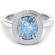 Load image into Gallery viewer, 1.72 Carat Genuine Aquamarine and White Diamond 14K White Gold Ring