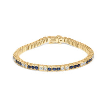 Load image into Gallery viewer, 14K Yellow Gold 1 3/4 Cttw Diamond and 5.0 Cttw Blue Sapphire Bezel Set Tennis Bracelet (G-H Color, SI1-SI2 Clarity) - 7" Inches