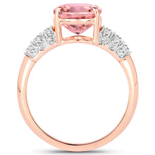 Load image into Gallery viewer, 3.11 Carat Genuine Pink Tourmaline and White Diamond 14K Rose Gold Ring
