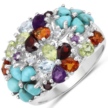 将图片加载到图库查看器,4.03 Carat Genuine Multi Stones .925 Sterling Silver Ring