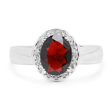 Load image into Gallery viewer, 2.58 Carat Genuine Garnet and White Topaz .925 Sterling Silver Ring