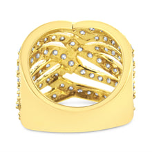 将图片加载到图库查看器,10K Yellow Gold 3.00 Cttw Diamond Multi Row Bypass Wave Cocktail Band Ring (J-K Color, I1-I2 Clarity) - Size 7