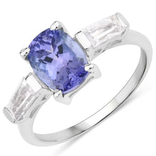 Load image into Gallery viewer, 2.00 Carat Genuine Tanzanite and White Topaz .925 Sterling Silver Ring
