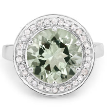 Load image into Gallery viewer, 4.94 Carat Genuine Green Amethyst and White Topaz .925 Sterling Silver Ring