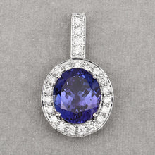 Load image into Gallery viewer, 10.15 Carat Genuine Tanzanite and White Diamond 18K White Gold Pendant