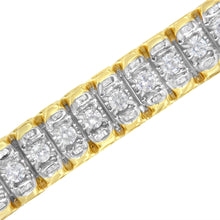 Load image into Gallery viewer, 14K Yellow and White Gold 5.0 Cttw Round & Baguette Cut Diamond 7" Reflective Tennis Bracelet (H-I Color, I1-I2 Clarity)