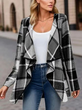 Load image into Gallery viewer, Elegant Plaid Open Front Long Sleeve Jacket Stylish & Cozy Lightweight Breathable Outerwear