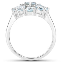 将图片加载到图库查看器,1.89 Carat Genuine Aquamarine and White Topaz .925 Sterling Silver Ring