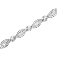 将图片加载到图库查看器,.925 Sterling Silver 1 cttw Diamond Double Leaf and Bezel Link Bracelet (I-J Clarity, I2-I3 Color) - Size 7.25"