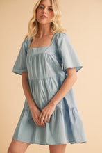 Load image into Gallery viewer, New Summer Square Neck Half Sleeve Tiered Dress For Women, Flattering, Chic, Comfortable and Versatile for Any Occasion