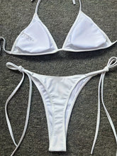 Load image into Gallery viewer, Bikini Leopard Print 2 Piece Swimsuit for Women – High Cut Lace-Up Backless Flattering Bikini Set with Halter Spaghetti Strap – Stretchy Sexy and Stylish Swimwear for Pool Beach and Summer Vacation