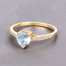 Load image into Gallery viewer, 0.65 Carat Genuine Aquamarine and White Diamond 14K Yellow Gold Ring