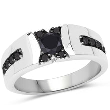 将图片加载到图库查看器,0.83 Carat Genuine Black Diamond .925 Sterling Silver Ring