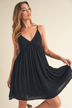 Load image into Gallery viewer, Ruched Plunge Mini Cami Dress For Women โ Sexy Plunging Neckline, Sculpted Fit, Trendy and Flattering Design for Special Occasions