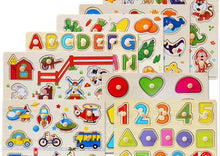 将图片加载到图库查看器,Kid Early Educational Table With Shapes of Vegetables and Animals Baby Hand Grasp Wooden Puzzle Toy Alphabet And Digit Learning Education Child Wood Toy