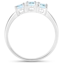 Load image into Gallery viewer, 0.95 Carat Genuine Aquamarine and White Diamond .925 Sterling Silver Ring