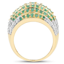 将图片加载到图库查看器,2.16 Carat Genuine Zambian Emerald and White Topaz .925 Sterling Silver Ring