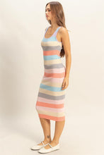 Load image into Gallery viewer, Contrast Striped Scoop Neck Wide Strap Knit Midi Dress For Women –Chic and Comfortable Knit Dress with Timeless Stripes