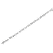 Load image into Gallery viewer, .925 Sterling Silver 1-1/2 Cttw Diamond Cluster X Link 7" Tennis Bracelet (I-J color, I3 clarity)
