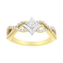 Load image into Gallery viewer, 10K Two Tone Color 5/8 Cttw Diamond Kite and Twist Shank Ring (H-I Color,SI2-I1 Clarity)