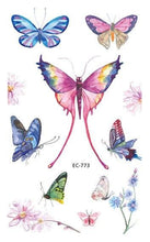 Load image into Gallery viewer, 1 Pc Butterfly 3D Temporary Tattoo 52 Style Waterproof Butterfly Tattoos Stickers Temporary Colorful Design For Womens