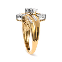 Load image into Gallery viewer, 10K Two-Toned 1/2 Cttw Round And Baguette-Cut Composite Pear Head Diamond Ring (H-I Color, I2-I3 Clarity) - Ring Size 7