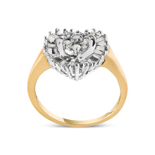 Load image into Gallery viewer, 10K Yellow Gold 1/4 Cttw Round and Baguette cut Diamond Heart Shape Ballerina Ring (H-I Color, I1-I2 Clarity) - Ring Size 7