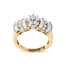 Load image into Gallery viewer, 10K Yellow Gold 1.00 Cttw Diamond Starburst Ring Band (H-I Color, I1-I2 Clarity) - Ring Size 7