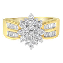 Load image into Gallery viewer, 10K Yellow Gold 1.0 Cttw Marquise Composite Diamond Cluster Cocktail Ring (H-I Color, SI2-I1 Clarity) - Size 7