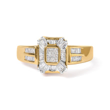Load image into Gallery viewer, 10K Yellow Gold 1/2 Cttw Diamond Composite and Halo Ring (H-I Color, SI1-SI2 Clarity) - Ring Size 7