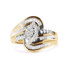 Load image into Gallery viewer, 10K Yellow Gold 1/2 Cttw Diamond Pear Cluster and Swirl Ring (H-I Color, I1-I2 Clarity) - Ring Size 7