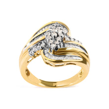Load image into Gallery viewer, 10K Yellow Gold 1/2 Cttw Diamond Pear Cluster and Swirl Ring (H-I Color, I1-I2 Clarity) - Ring Size 7