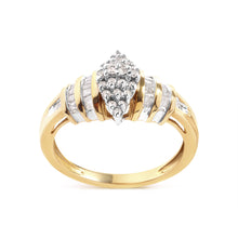 Load image into Gallery viewer, 10K Yellow Gold 1/2 Cttw Diamond Pear Shaped Head and Multi Row Channel Set Shank Ring (H-I Color, SI2-I1 Clarity) - Ring Size 7